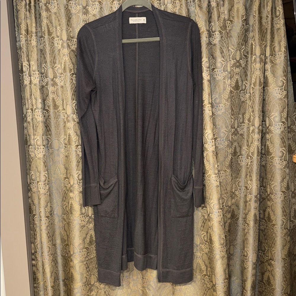 Abercrombie & Fitch Women's Long Grey Open Cardigan